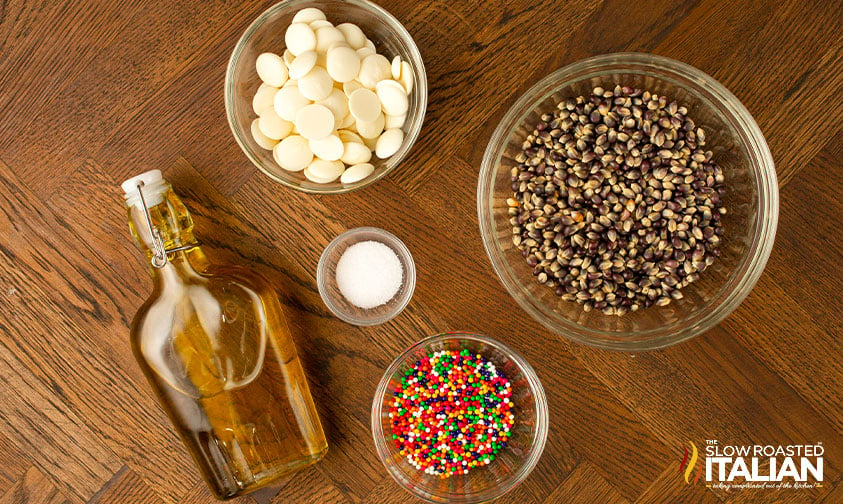 ingredients for chocolate covere4d popcorn.
