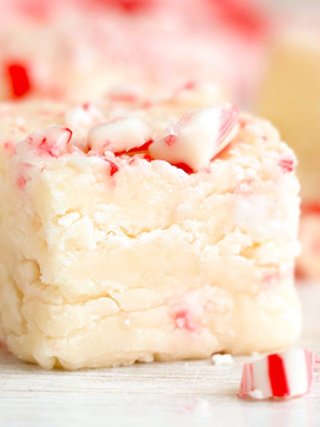 piece of peppermint white chocolate fudge