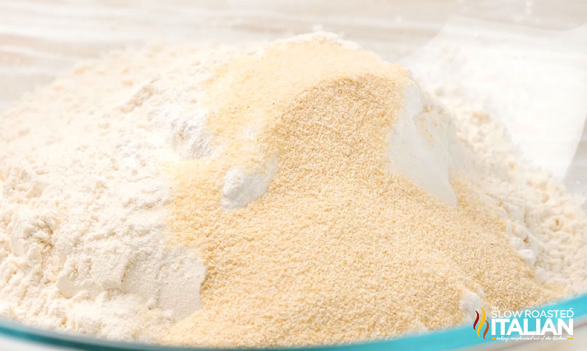 flour and garlic powder in a bowl