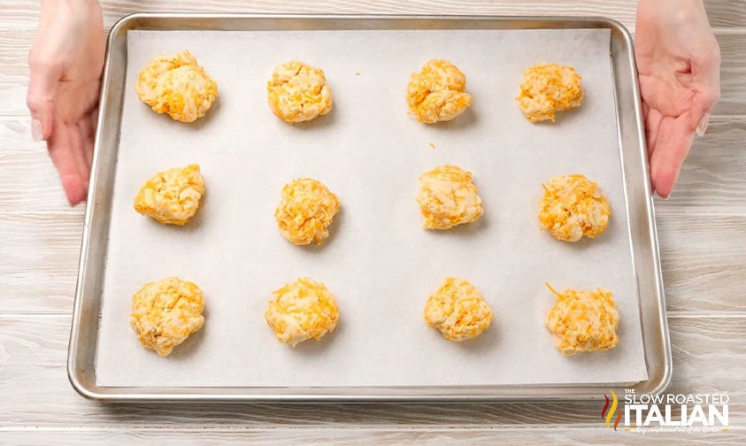 biscuit dough on sheet pan.