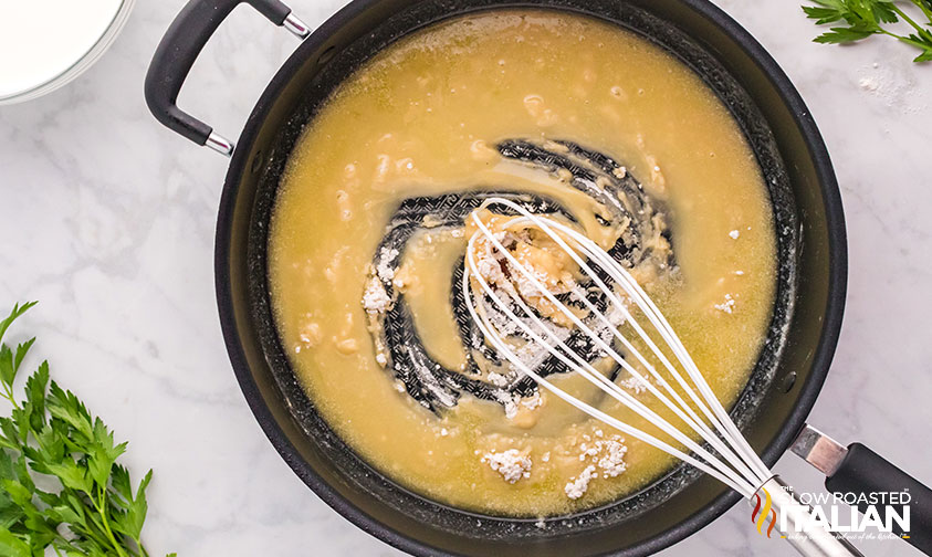 making a roux for creamy clam chowder
