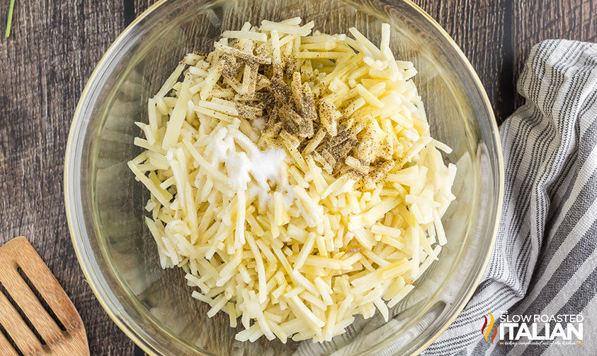 potatoes and hashbrowns in a bowl