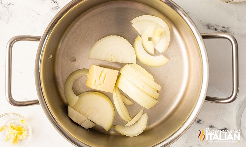 onion in a pot.