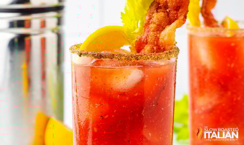 close up of spicy bloody mary.