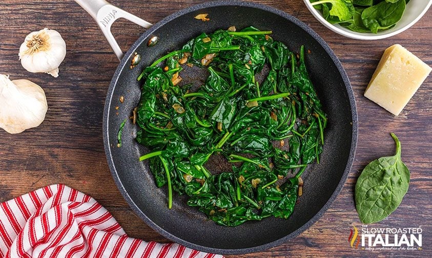wilted greens in a skillet