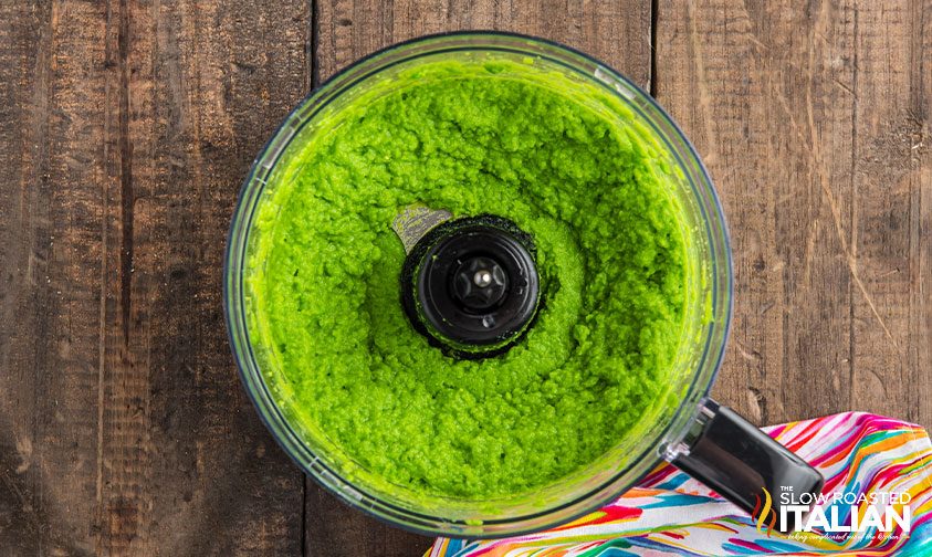 blended guacamole in food processor