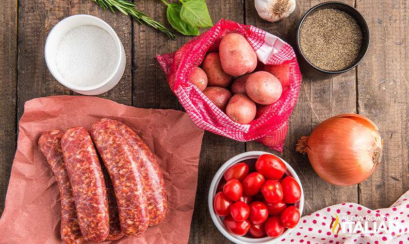 ingredients for sausage and potatoes skillet recipe