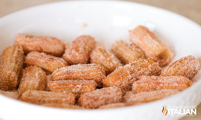 bowl of mini cinnamon churros