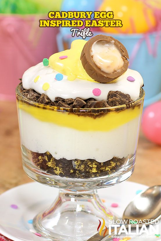 titled: Cadbury Egg Inspired Easter Trifle