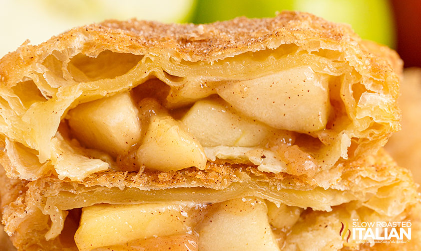 close up: filling in crust of fried apple pies