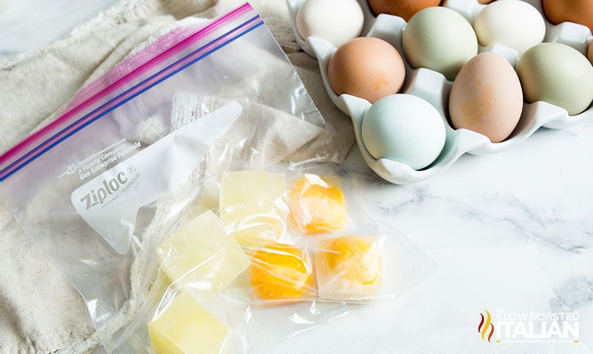 egg yolks and egg whites frozen in separate bags