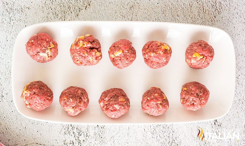 tray of homemade meatballs ready for air fryer