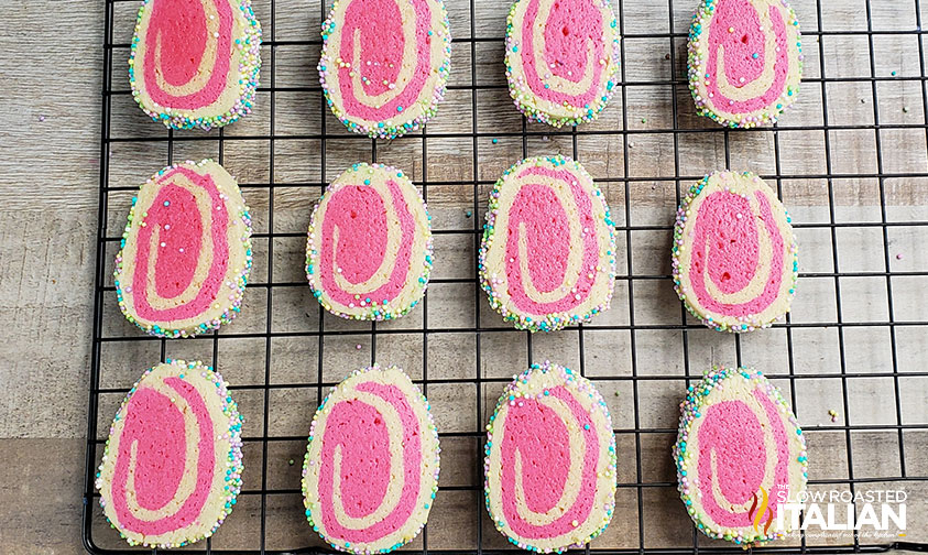 spring sugar cookies cooling on wire rack