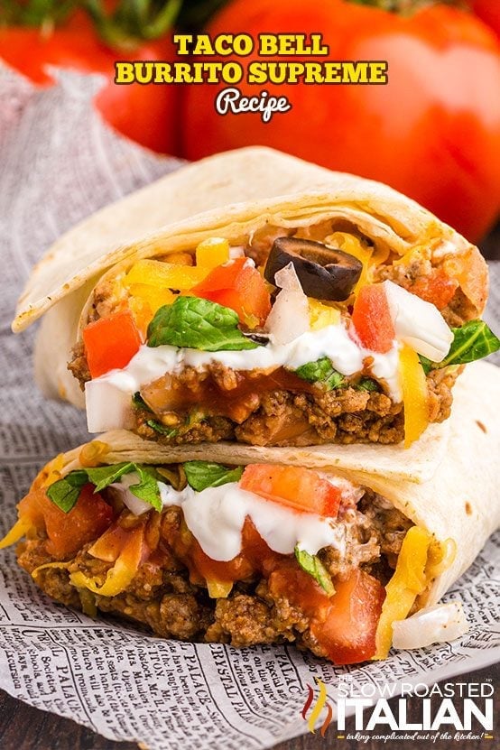 titled collage for taco bell burrito supreme recipe