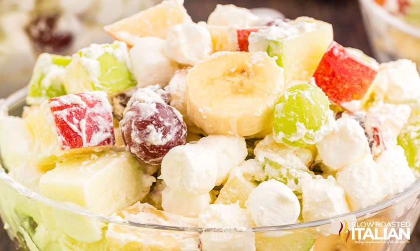 close up: bowl of fluffy apple salad