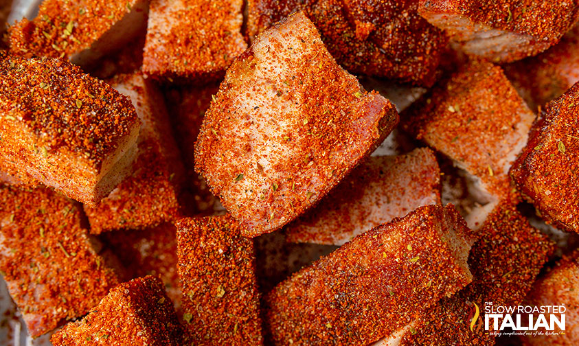 seasoned pork belly cubes