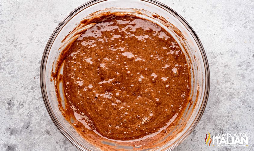 bowl of chocolate cupcake batter