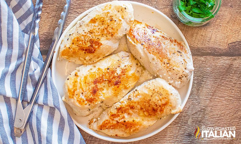 seared chicken breasts on a plate