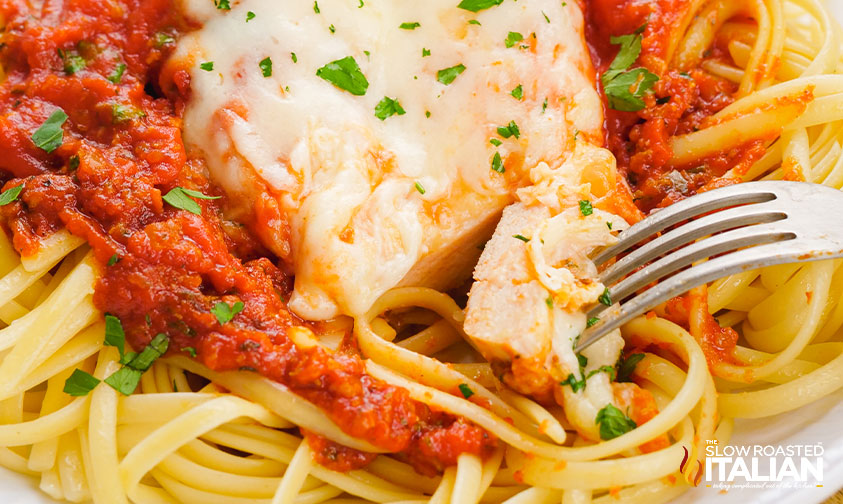 chicken parmesan over noodles