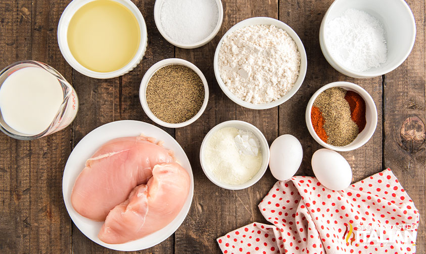 ingredients for homemade Chick fil A chicken sandwich