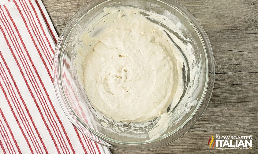 mixture of flour and ice cream in a bowl