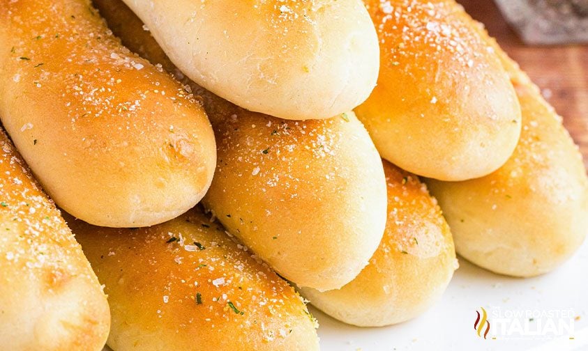 close up: buttery, seasoned breadsticks