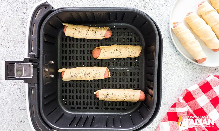 crescent dogs in air fryer basket