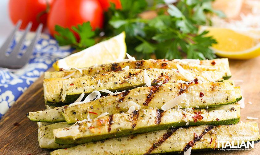 grilled zucchini spears with Italian seasoning and parmesan