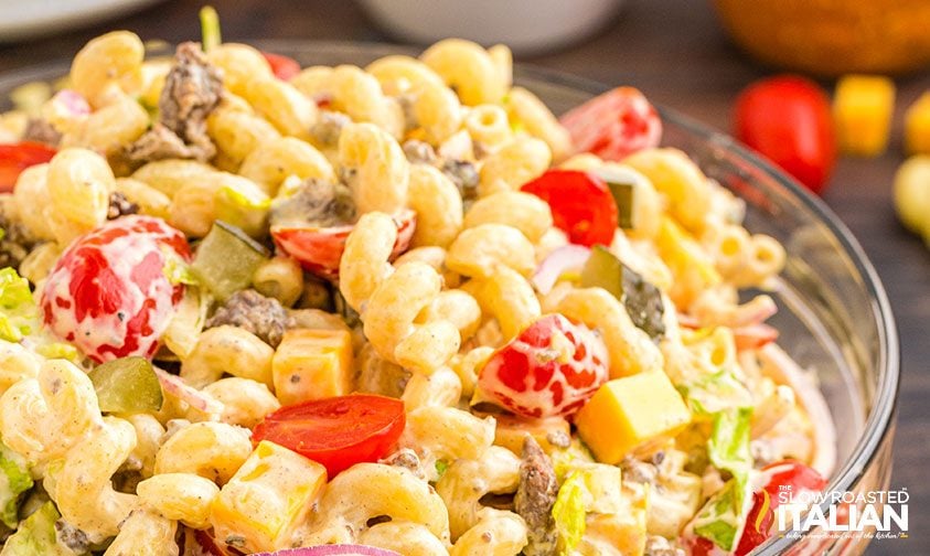 close up: Big Mac salad with pasta