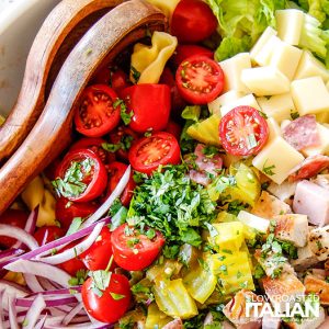 close up of cuban sandwich pasta salad