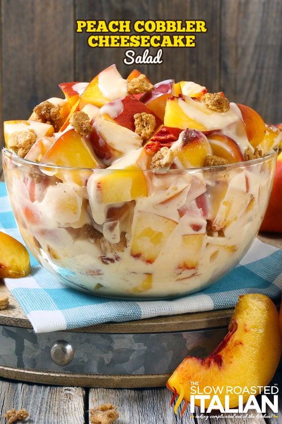 peach cobbler salad in bowl