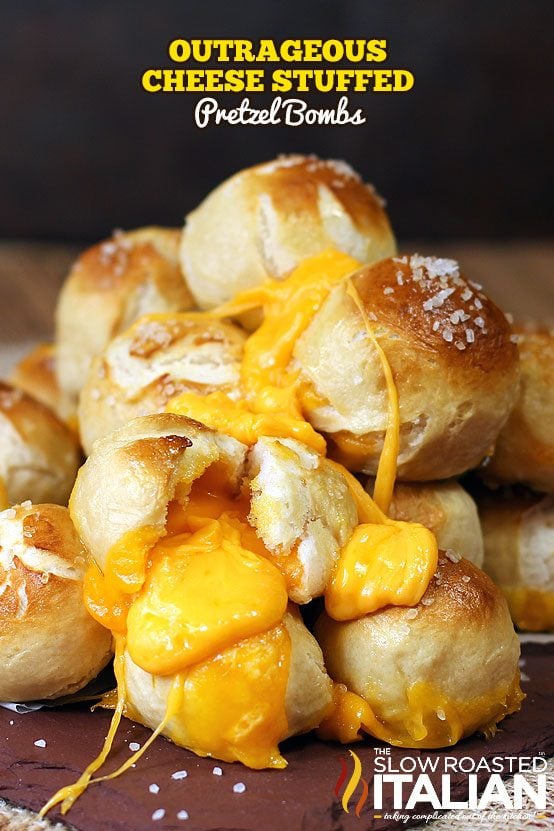 titled: Outrageous Cheese Stuffed Pretzel Bombs