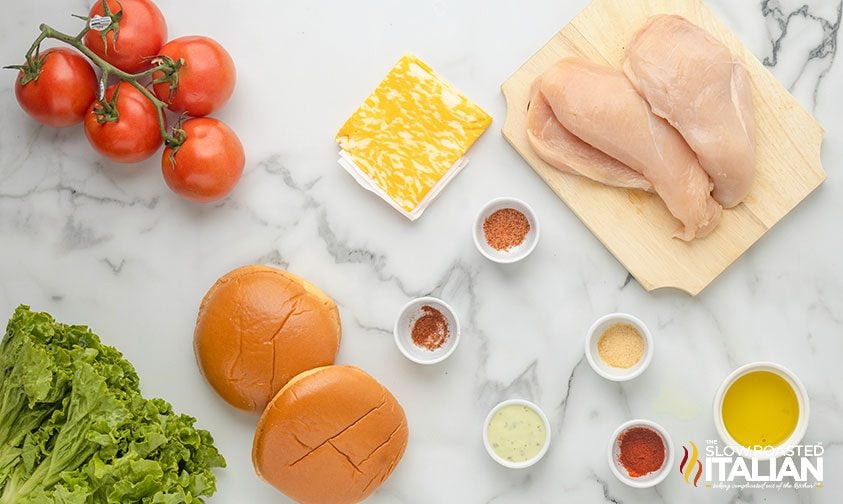 ingredients for spicy grilled chicken sandwich