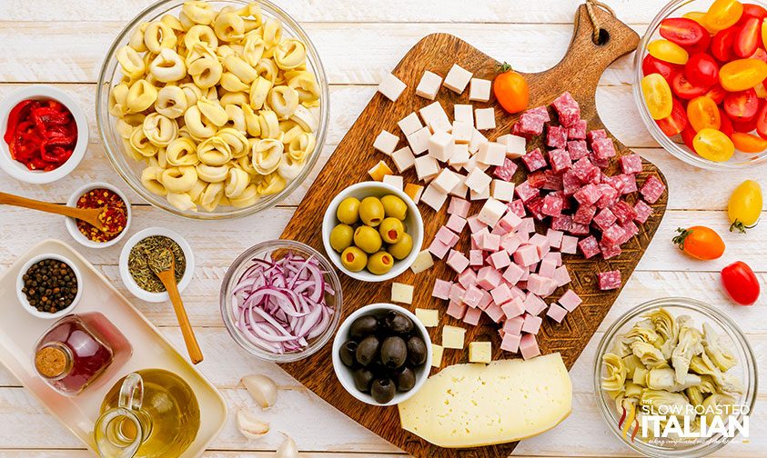 ingredients for antipasto pasta salad