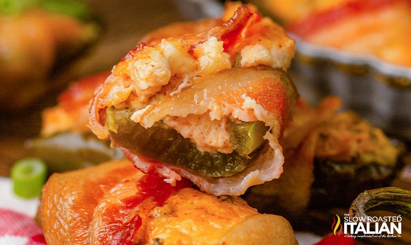 showing center of bacon wrapped jalapeno popper
