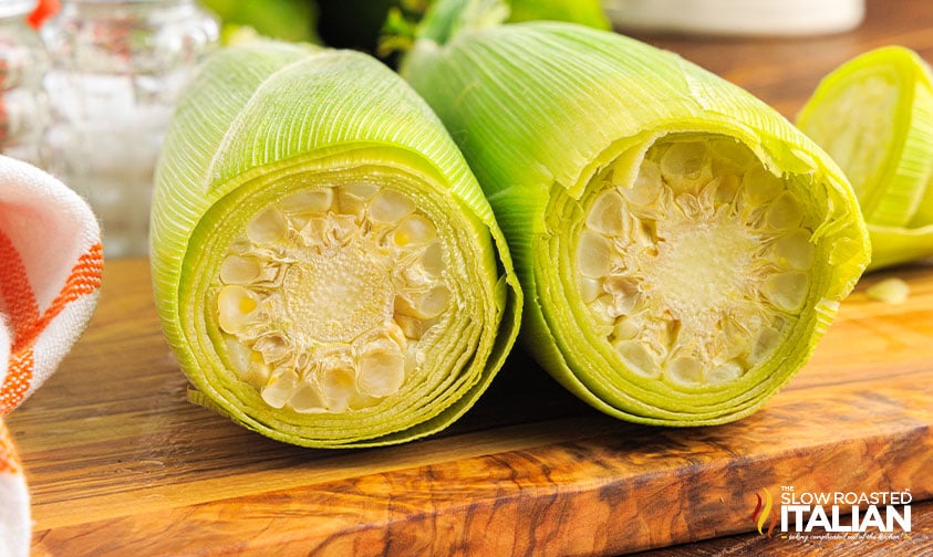 ears of corn with the ends sliced off