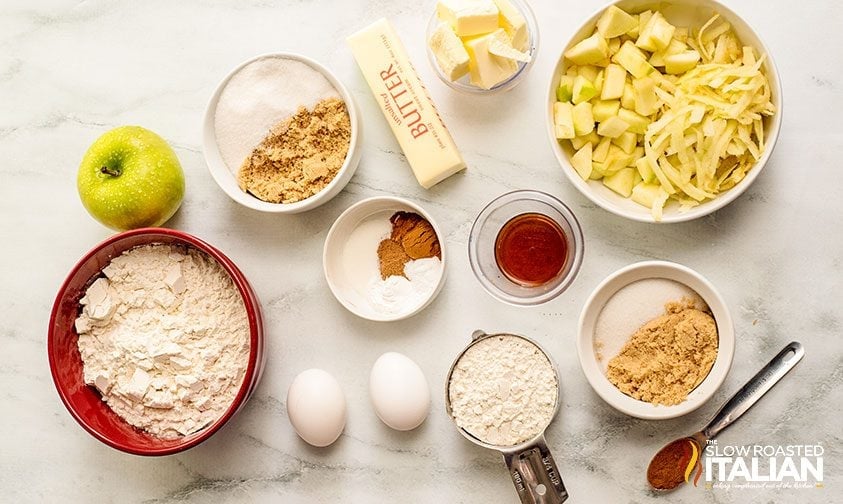 ingredients to make apple crumble muffins