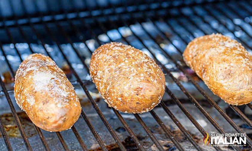 salted potatoes on pellet grill