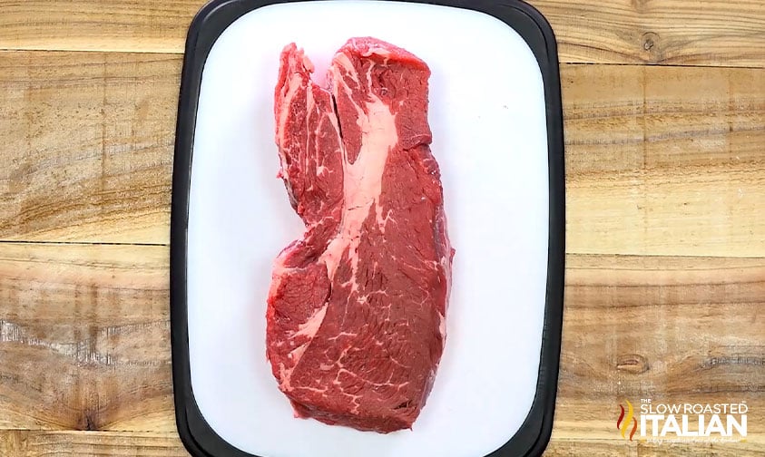 chuck roast on a cutting board