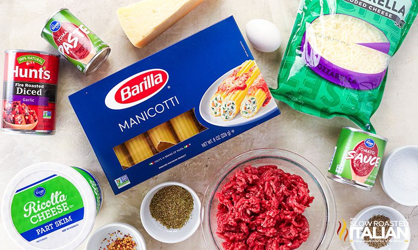 ingredients to make skillet manicotti