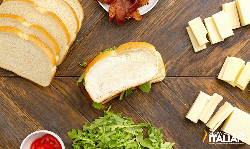 buttered sandwich ready to be cooked