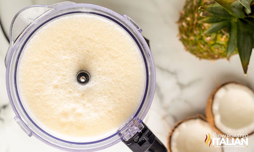 creamy pina colada in blender