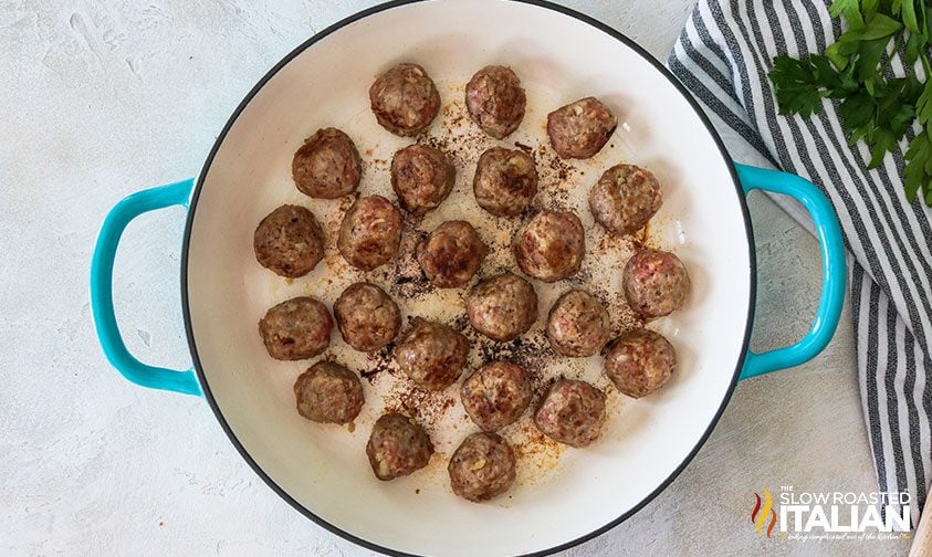 browning meatballs in dutch oven