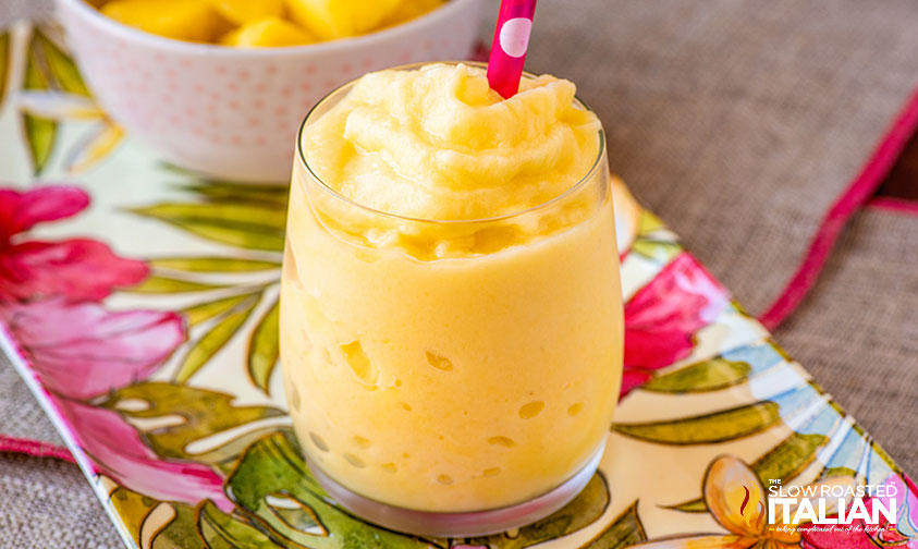 glass of dole whip on tropical tray