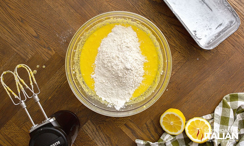 wet and dry ingredients in one bowl