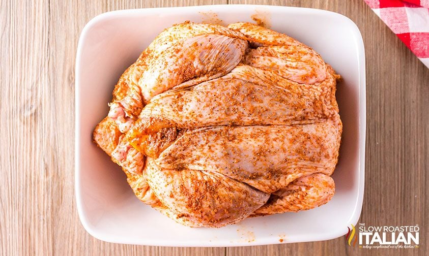 whole chicken coated in dry rub