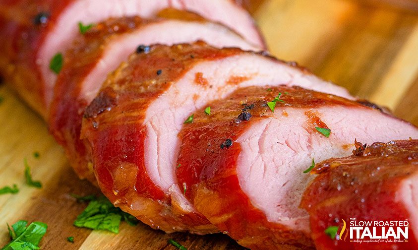 close up: pork tenderloin sliced into medallions