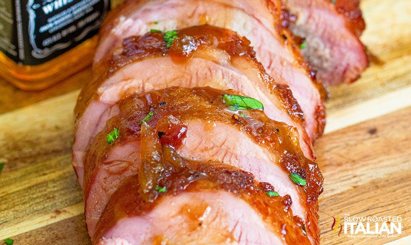 sliced pork tenderloin with Jack Daniels sauce