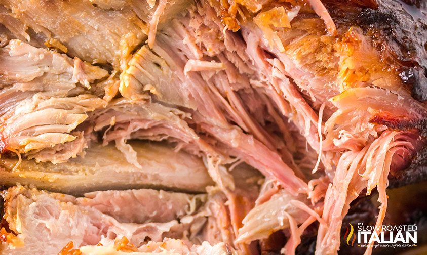 close up of inside of smoked pork shoulder