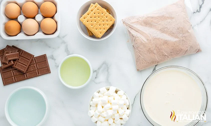 ingredients to make smores poke cake